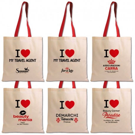 Art. 16122LOVE - Shopper I LOVE in Cotone 38x42 cm.
