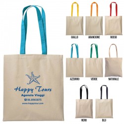 Art. 7106 - Shopper in cotone naturale manici colorati