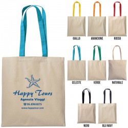 Art. 17106 - Shopper in cotone 220 gr. manici colorati