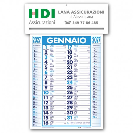 Art. CP12 - Calendario Passafoglio Blu/Azzurro 32,5x49 cm.