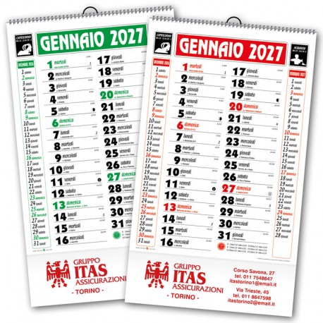 Art. S70 - Calendario Passafoglio con Spirale 31x53 cm