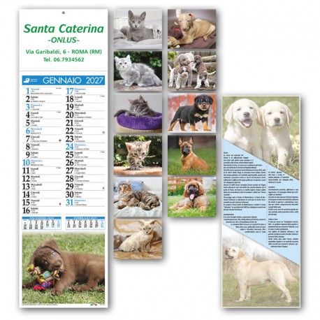 Art. 4790 - Calendario Mini Cani e Gatti 14x47 cm.