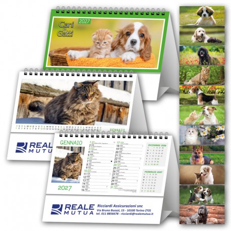 Art. H12 - Calendarietto da Tavolo Spirale "Cani e Gatti"
