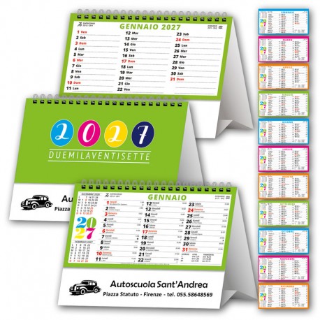 Art. H015 - Calendarietto Trimestrale da Tavolo Spirale Svedese