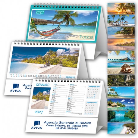 Art. SP25 - Calendarietto Trimestrale da Tavolo Spirale Paesaggi Tropicali